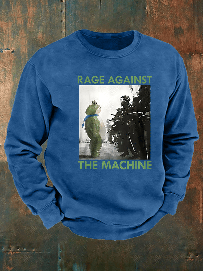 Men's Frog Resistance Print Casual Sweatshirt