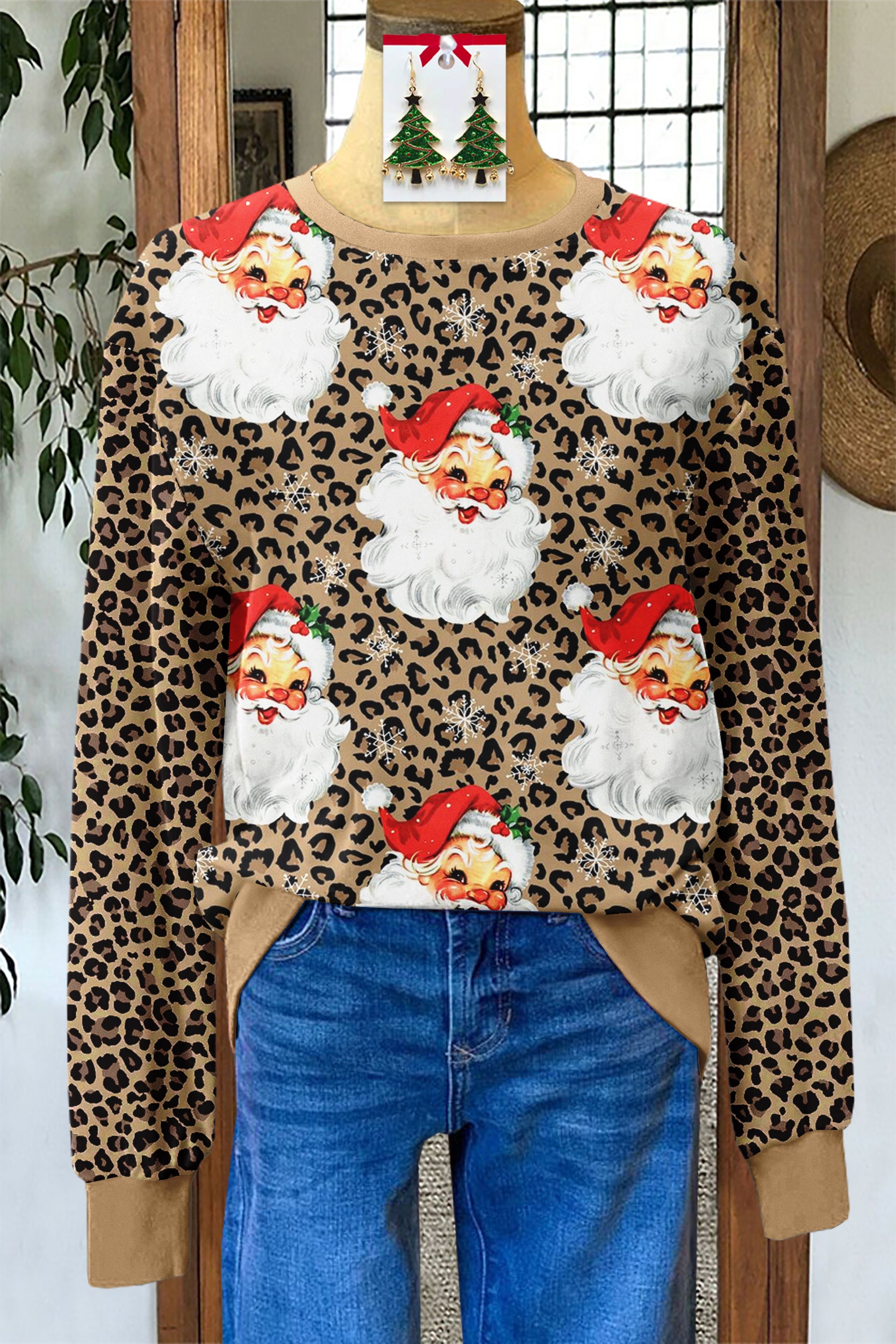 Christmas Santa Print Long Sleeve T-shirt