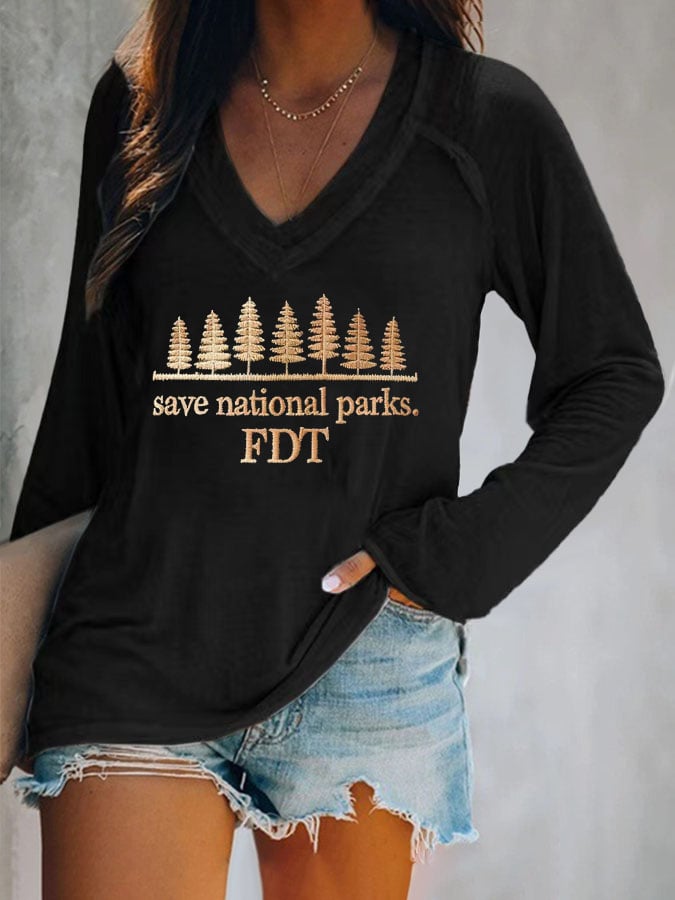 Women's Retro Save National Parks FDT Print T-Shirt
