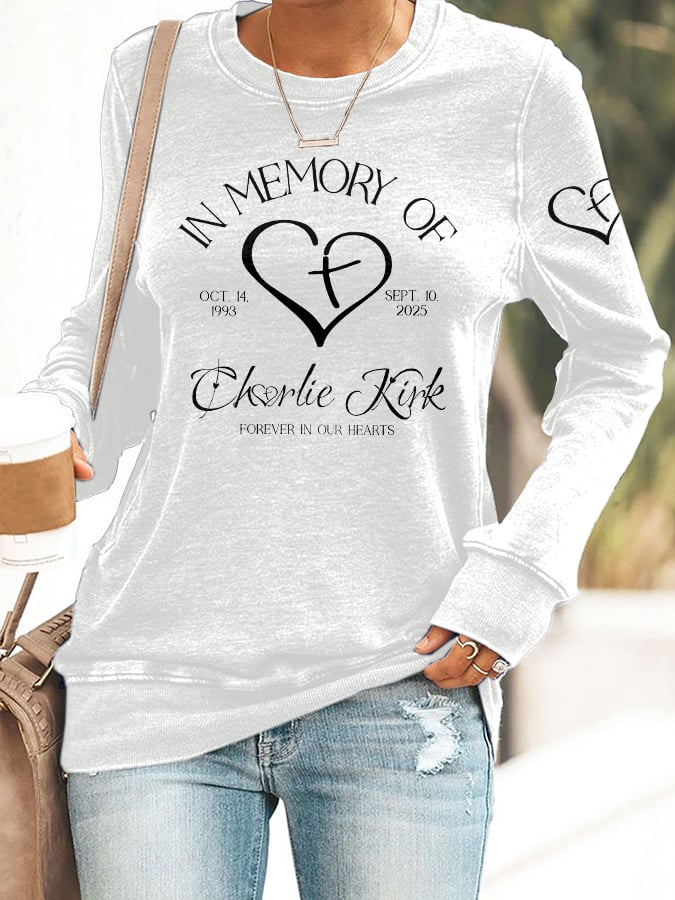 Retro Forever In Our Hearts Print Sweatshirt