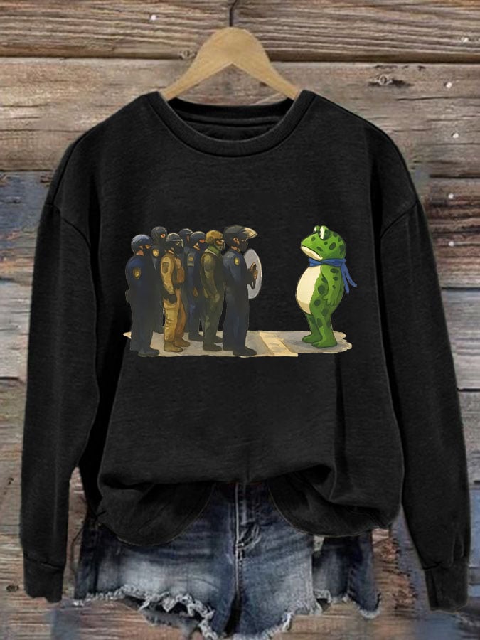 Women's Portland Frog Print Casual Sweatshirt