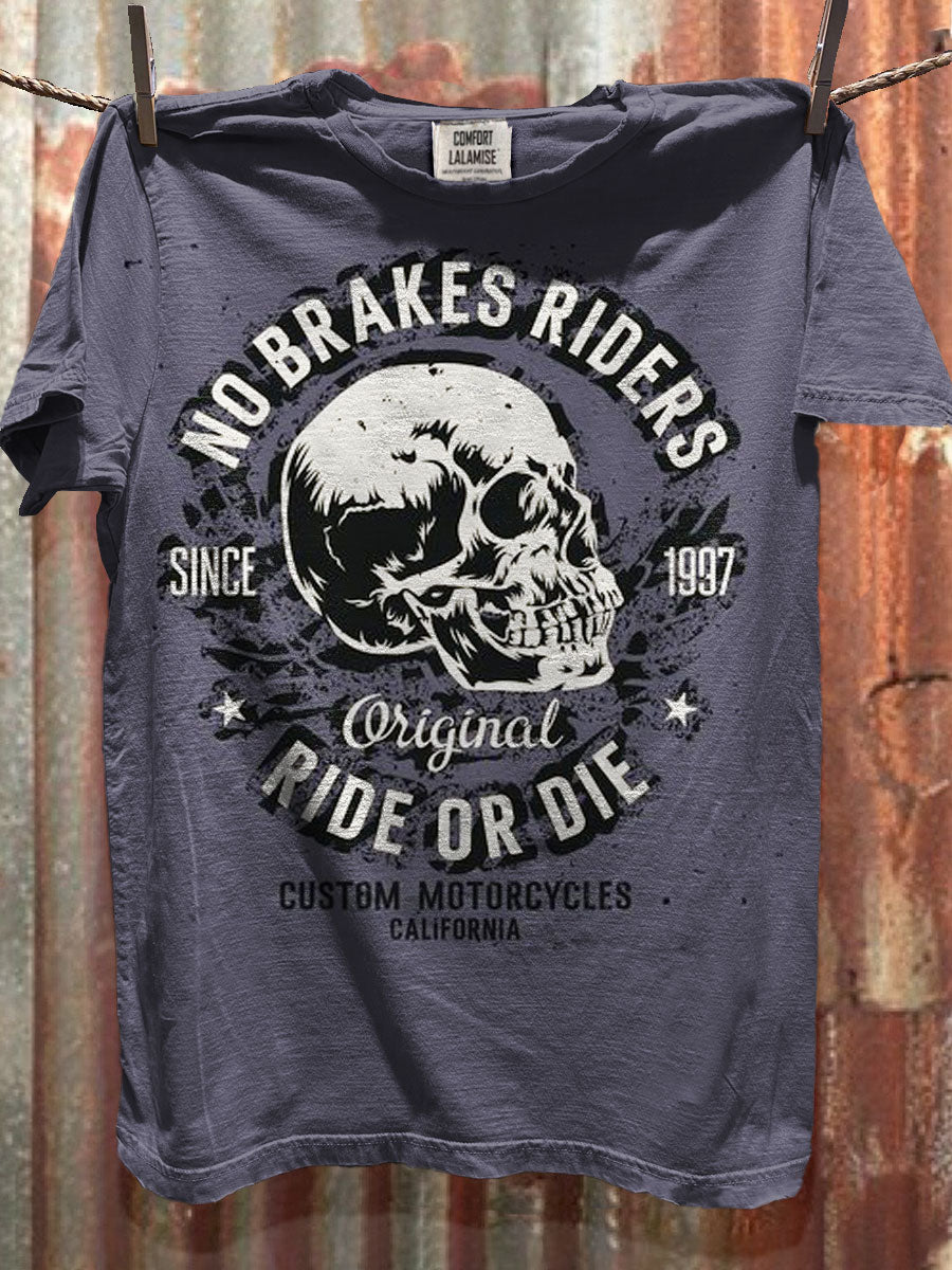 Retro Ride Or Die Art Print Casual Short Sleeve T-shirt