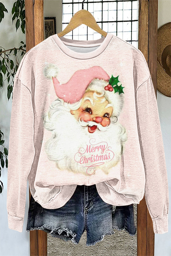 Cute Christmas Santa Claus Print Sweatshirt