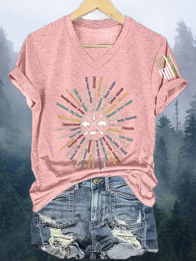 Women's Vintage National Park Print  T-Shirt