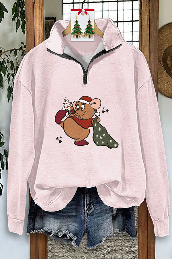 Retro Christmas Zipper Sweatshirt