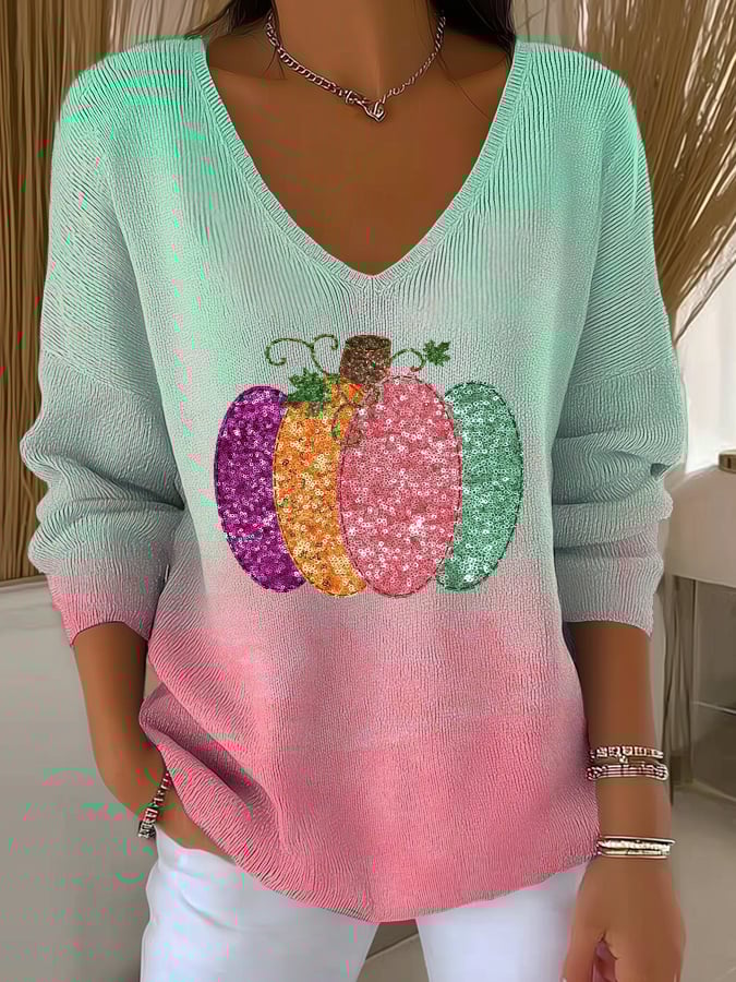 Women's Beat Breast Cancer Pink Pumpkin Print T-Shirt