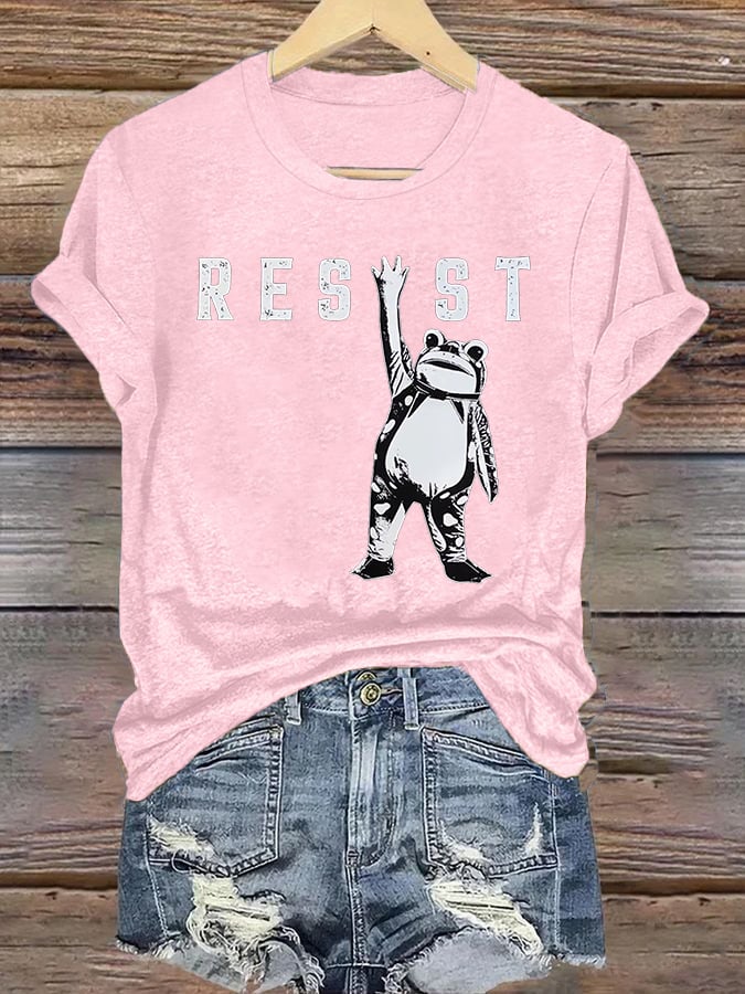 Women's  Portland Frog Resist  Printed Casual T-Shirt