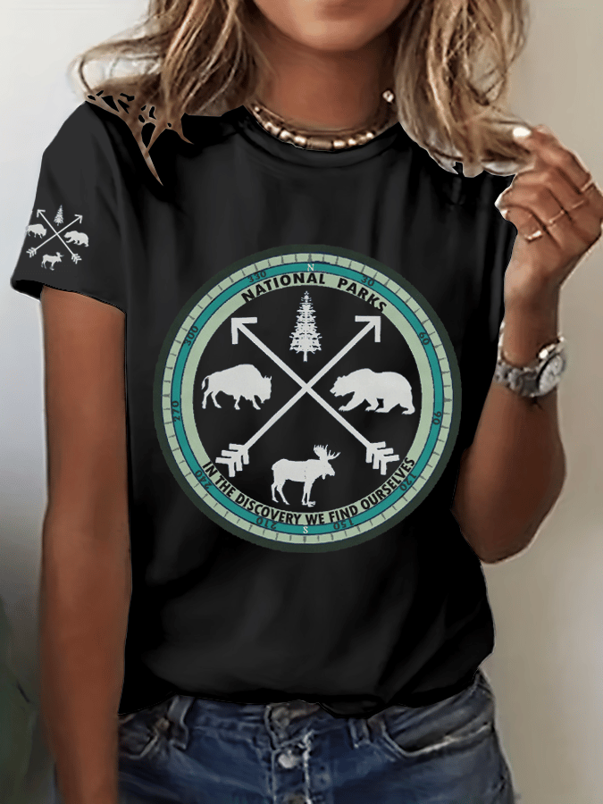 Women's  Protect National Parks Print Crew Neck T-Shirt
