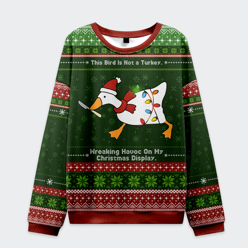 Tokyo-Tiger Wreaking Goose Havoc Christmas Ugly Sweatshirt
