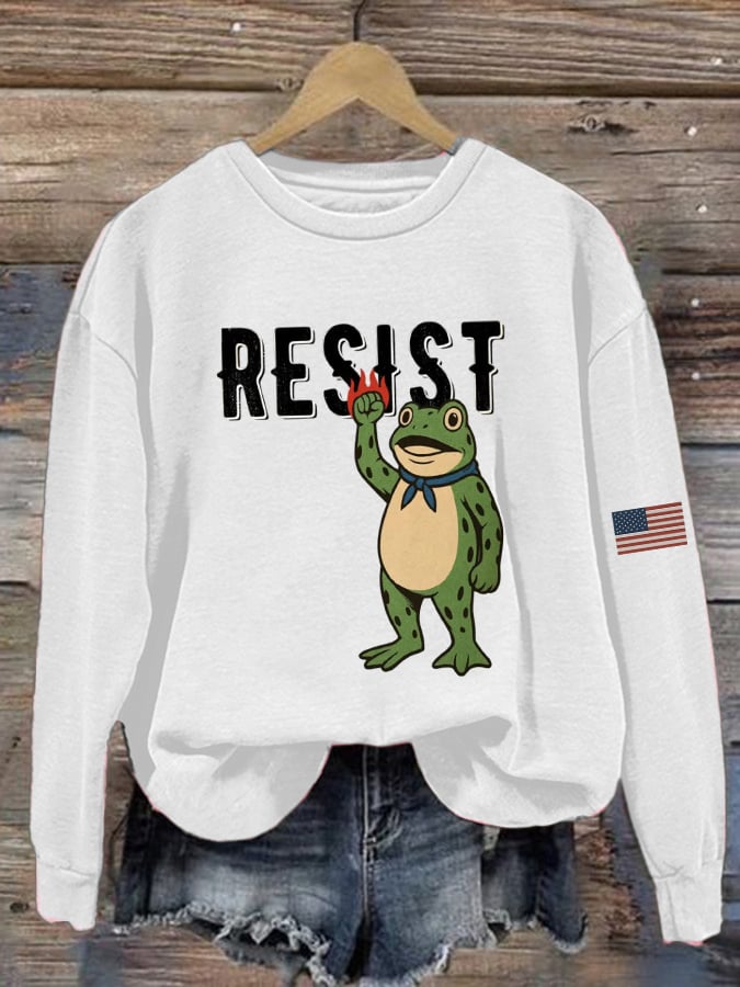 Women's Portland Frog Print Casual Sweatshirt