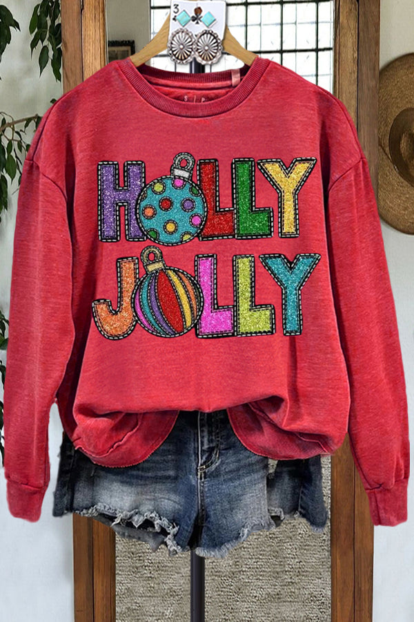 Contrast Christmas Print Sweatshirt