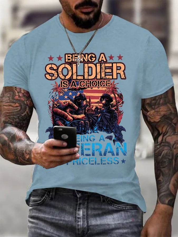 Being A Veteran Is Priceless Pattern  100&Cotton Print  T-Shirt