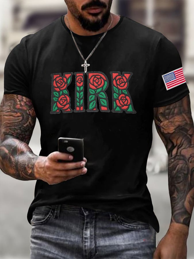 Men's Rose Printed Casual T-Shirt
