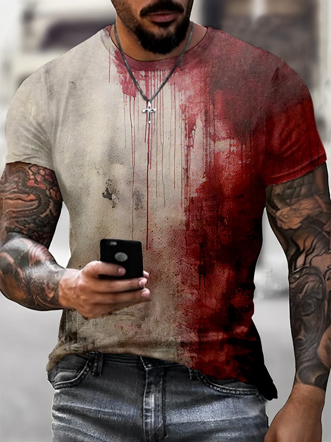 Men's Bloody Halloween Print T-Shirt