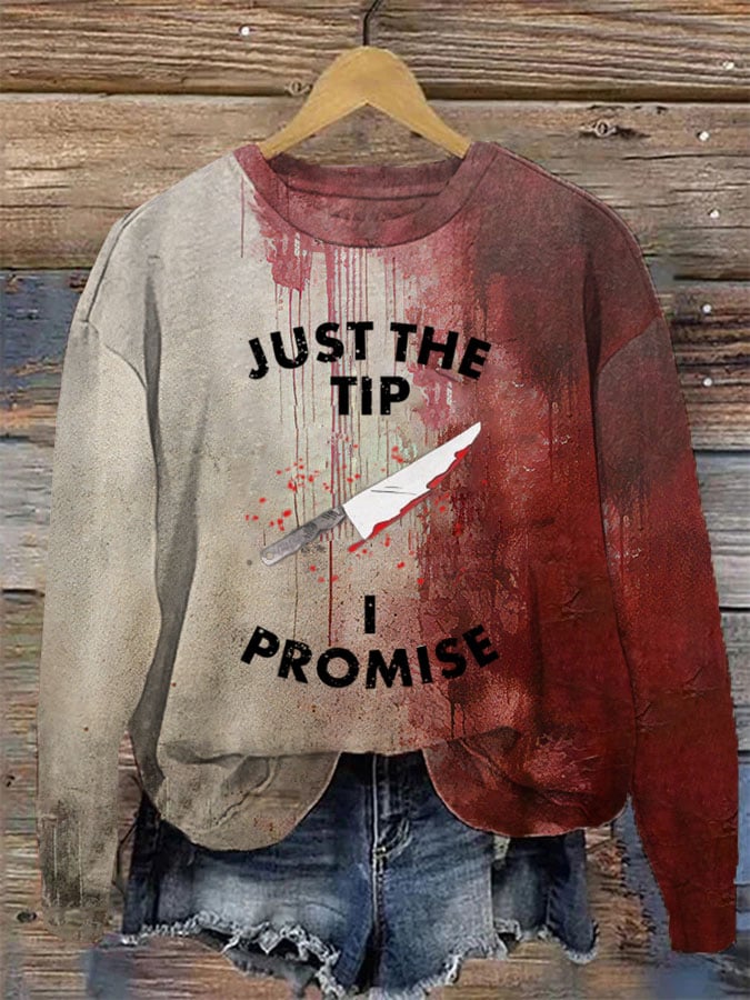 Women's Halloween "Just a Reminder" Bloody Printed Crew Neck Sweatshirt