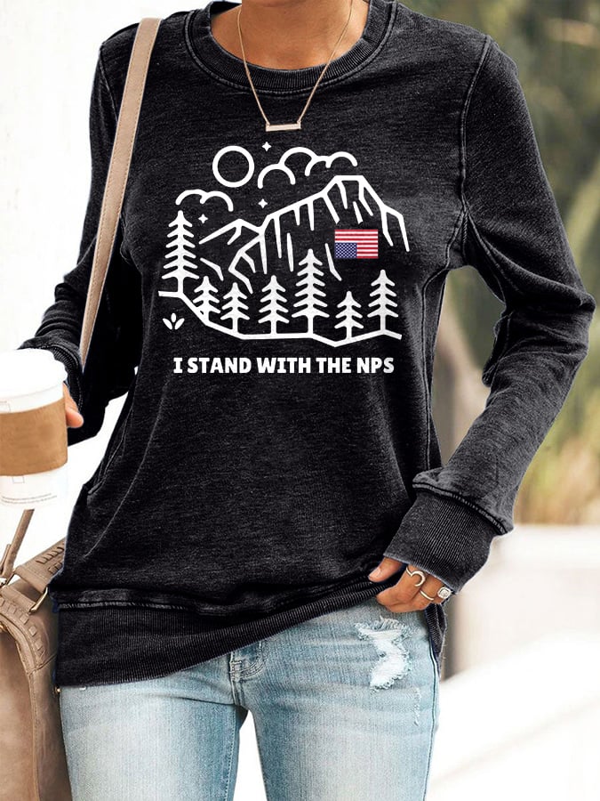Retro  I Stand With The NPS  Print Sweatshirt