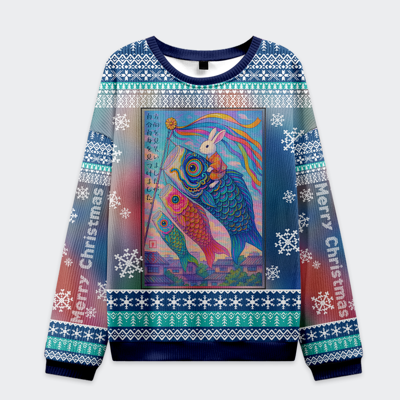 Tokyo-Tiger Ukiyoe Rabbit Ride Carp Streamer Ugly Sweatshirt