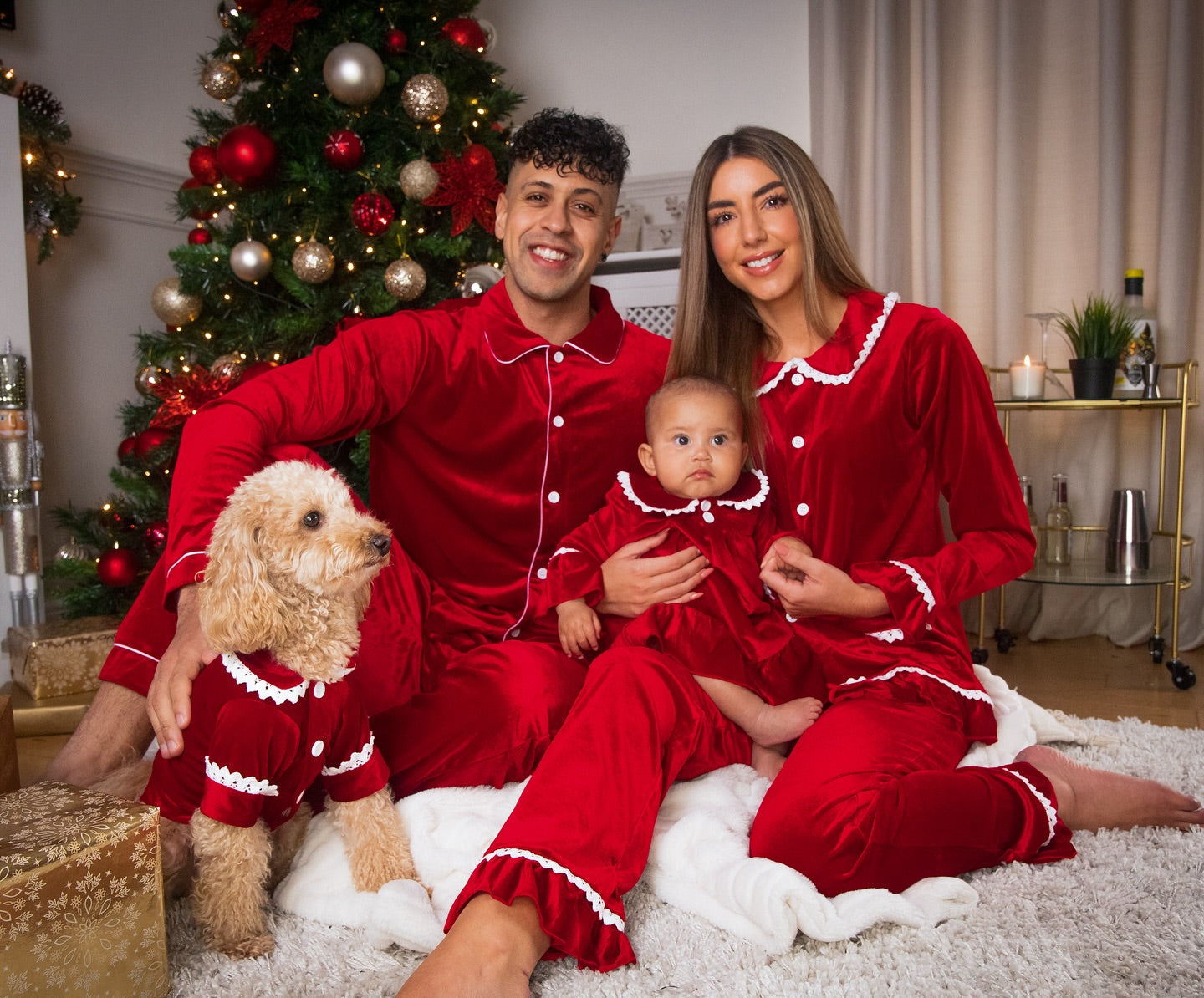 Red Velvet Matching Family Christmas Pajamas