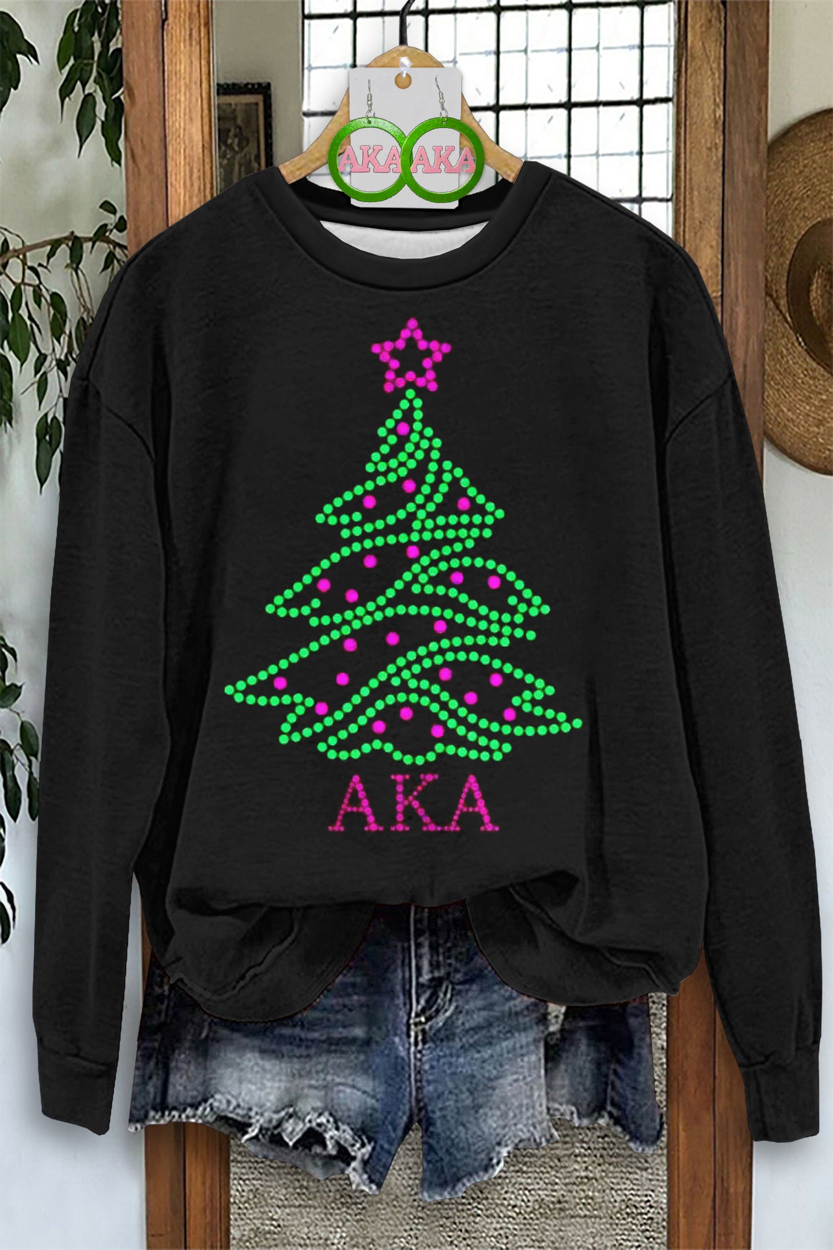 Alpha Kappa Alpha Sorority Christmas Tree Print Sweatshirt