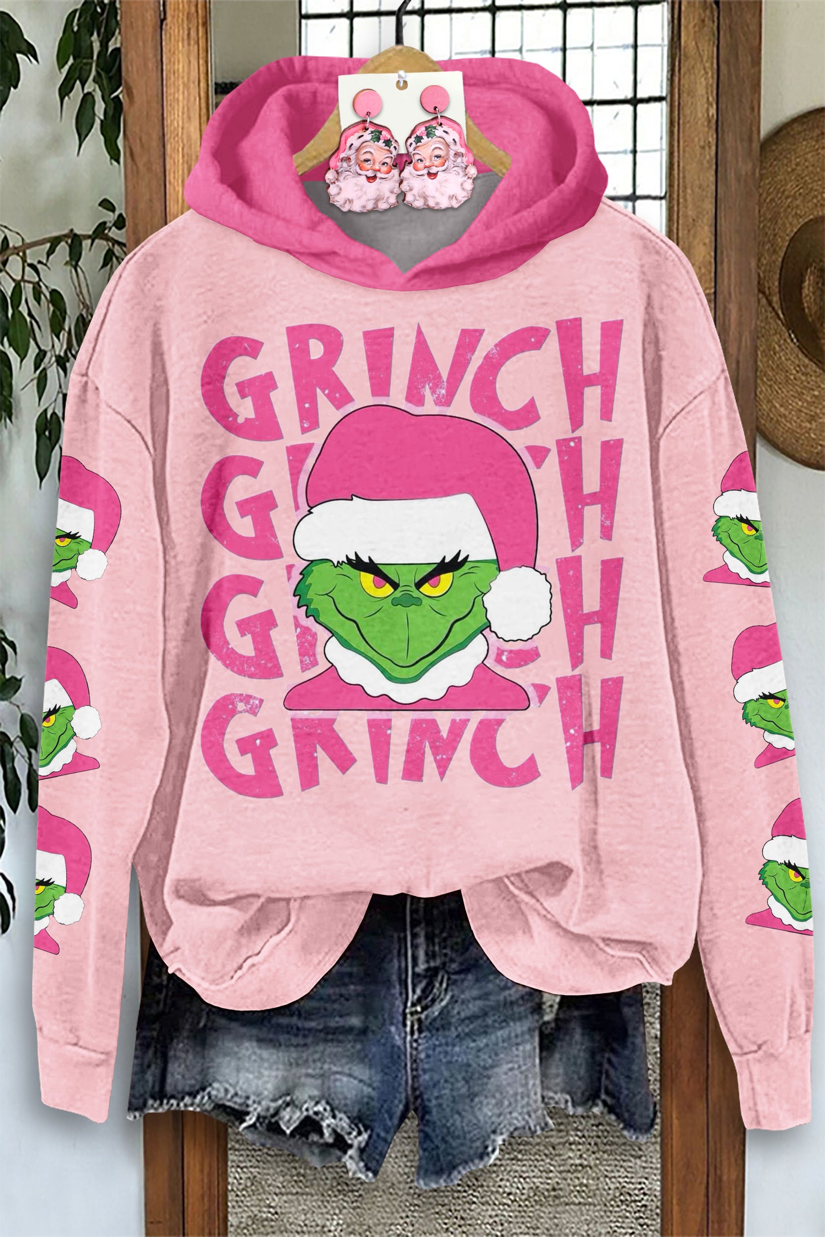 Sweet Christmas Green Print Hoodie