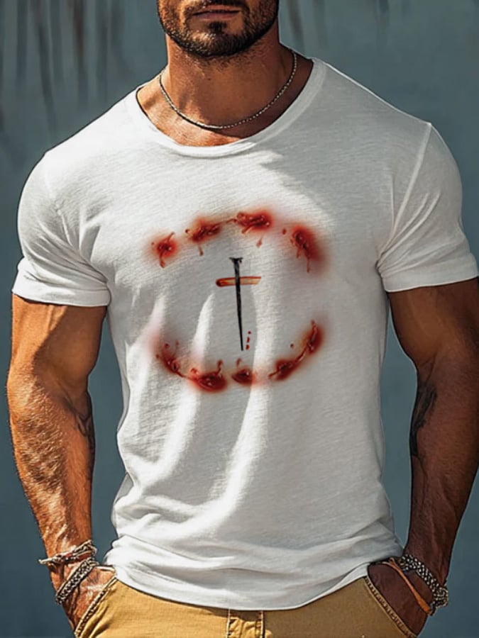 Men's Casual Christian Faith Printed Round Neck Short Sleeve T-Shirt