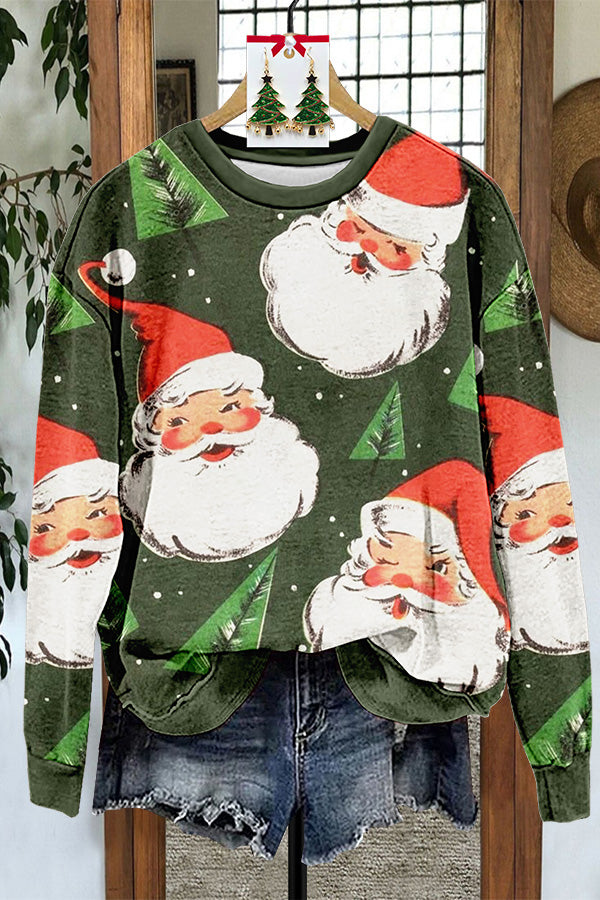 Vintage Christmas Santa Claus Tree Sweatshirt
