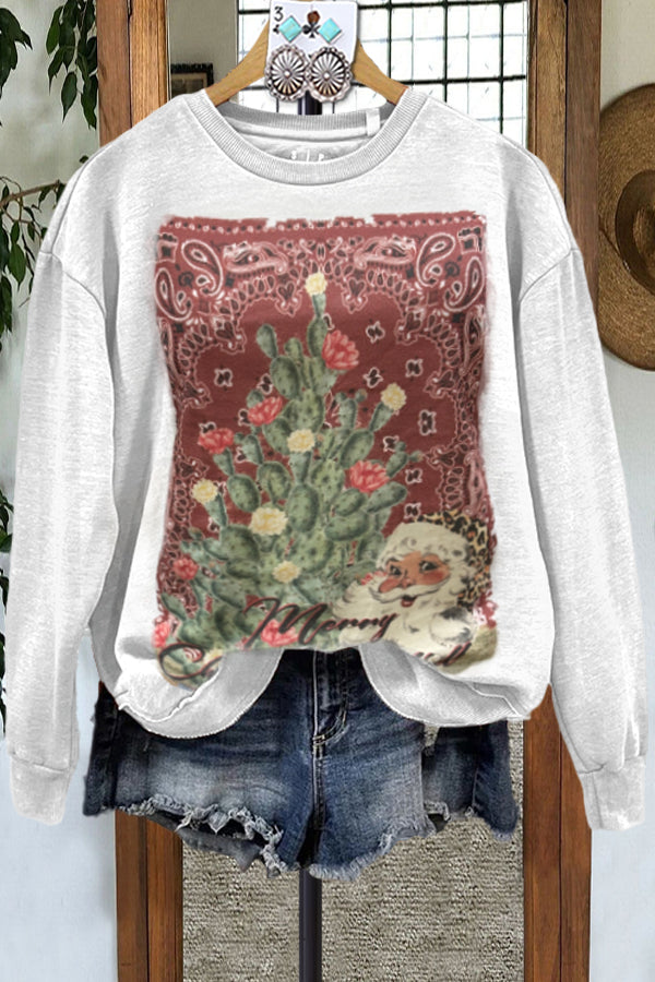 Contrast Christmas Print Sweatshirt