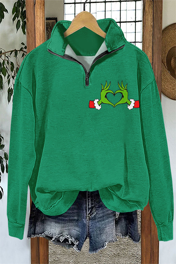 Funny Christmas Grinch Print Sweatshirt