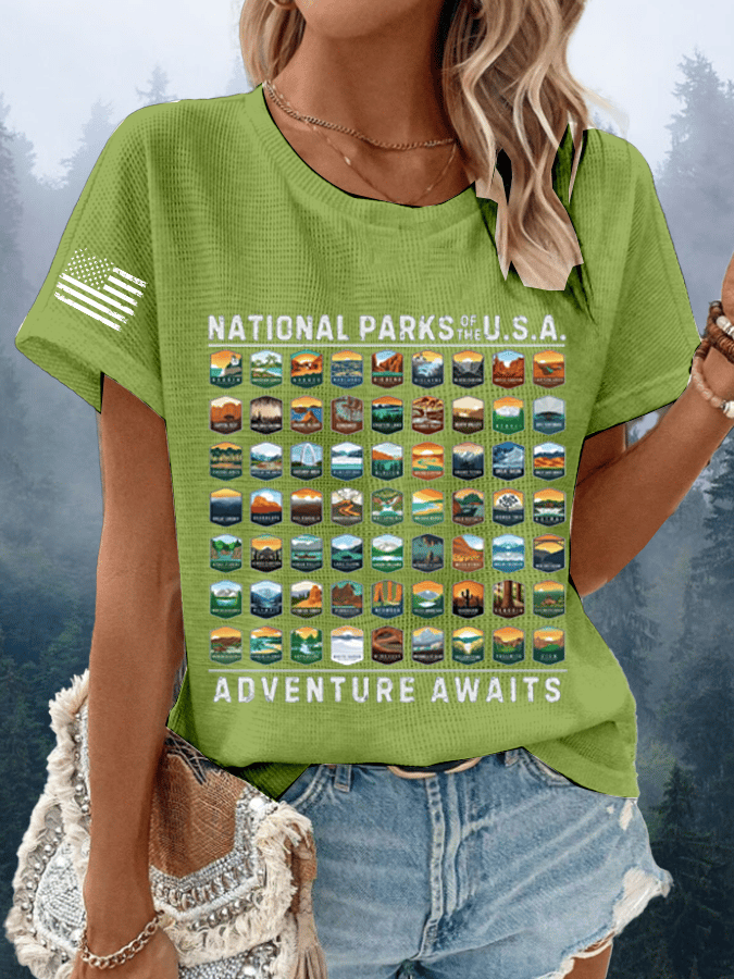 Women's National Parks Of The USA Waffle Crew Neck T-Shirt