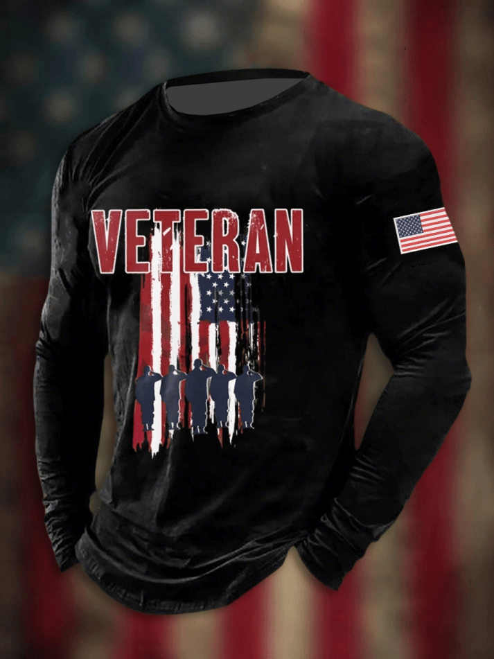 Men's Veterans Print Long Sleeve Top
