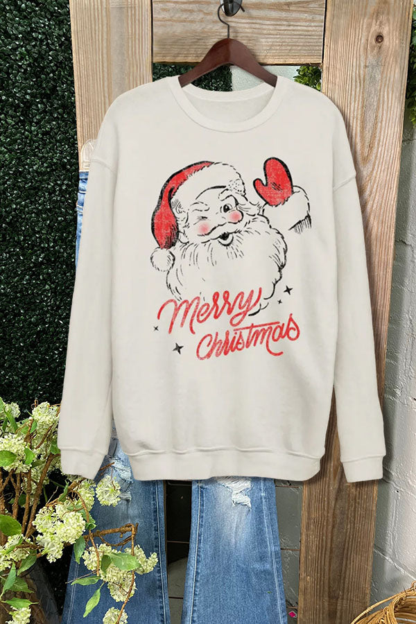 Merry Christmas Santa Print Sweatshirt