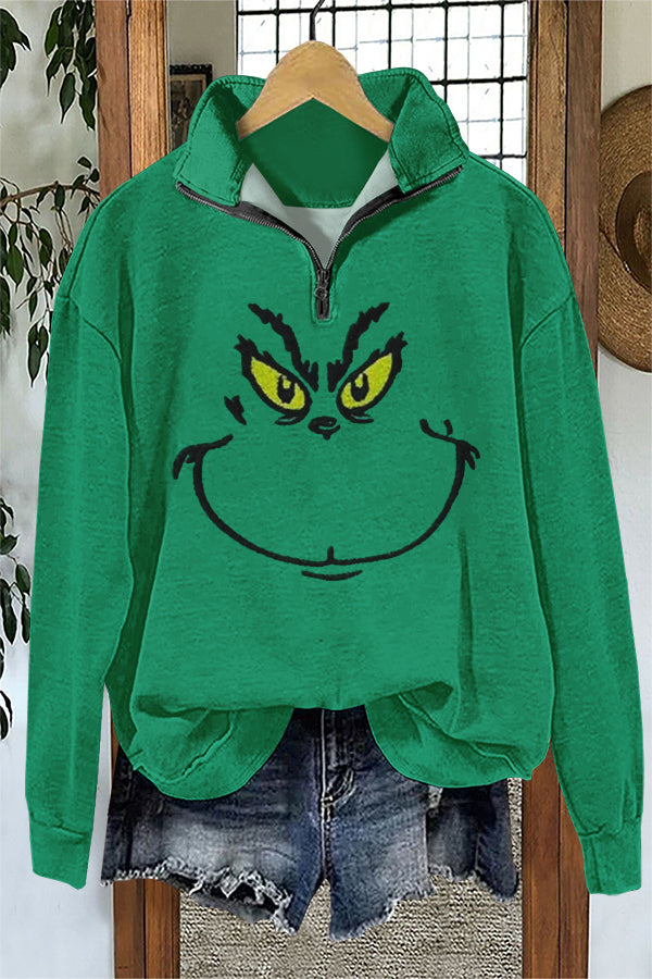 Funny Christmas Grinch Print Sweatshirt
