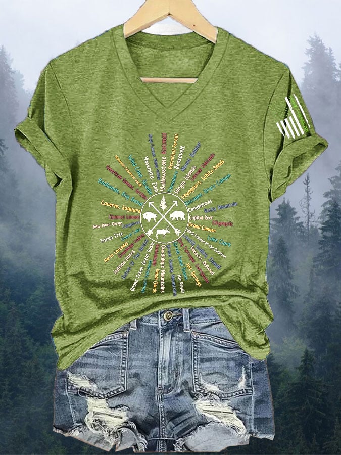 Women's Vintage National Park Print  T-Shirt
