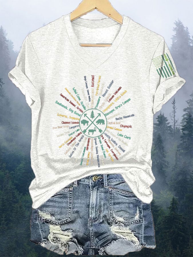 Women's Vintage National Park Print  T-Shirt