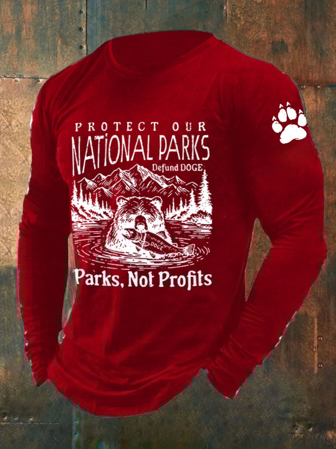 Men's Protect Our National Parks Print Long Sleeve Top