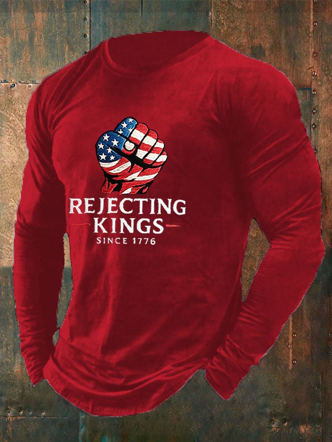 Men'S “Rejecting Kings Since 1776” Print Casual T-Shirt