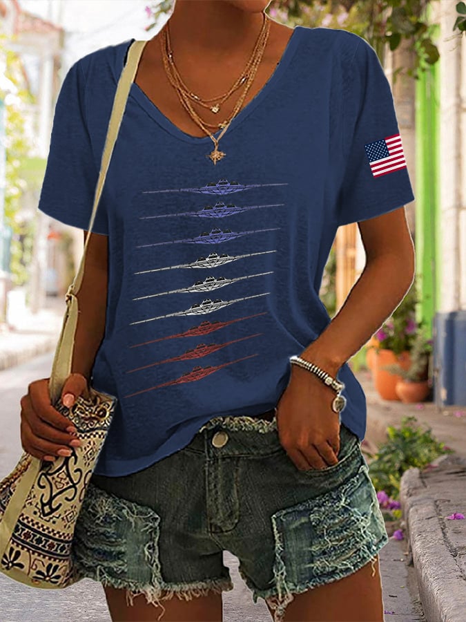 Women's B-2 Ghost Bomber Print Casual T-Shirt