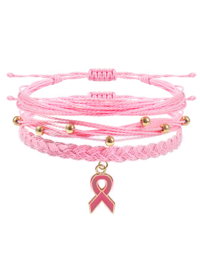 Women's Breast Cancer Awareness Braided Twist Bracelet