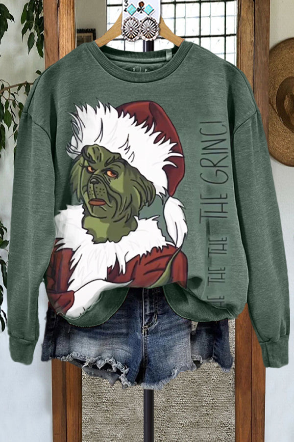 Classic Contrast Color Christmas Grinch Sweatshirt