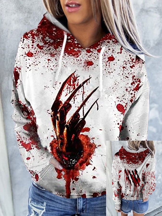 Women's FUNNY HALLOWEEN It's Fine Blood Stain Printed Casual Hoodie