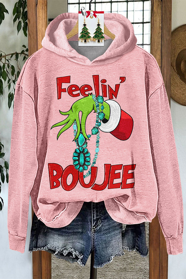 Turquoise Grinch Print Hoodie