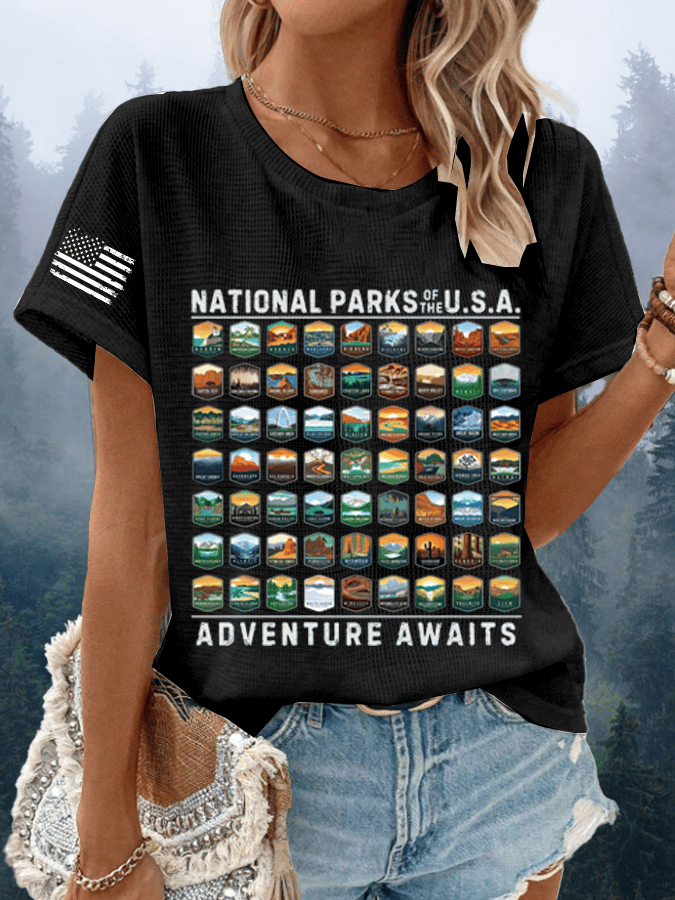 Women's National Parks Of The USA Waffle Crew Neck T-Shirt
