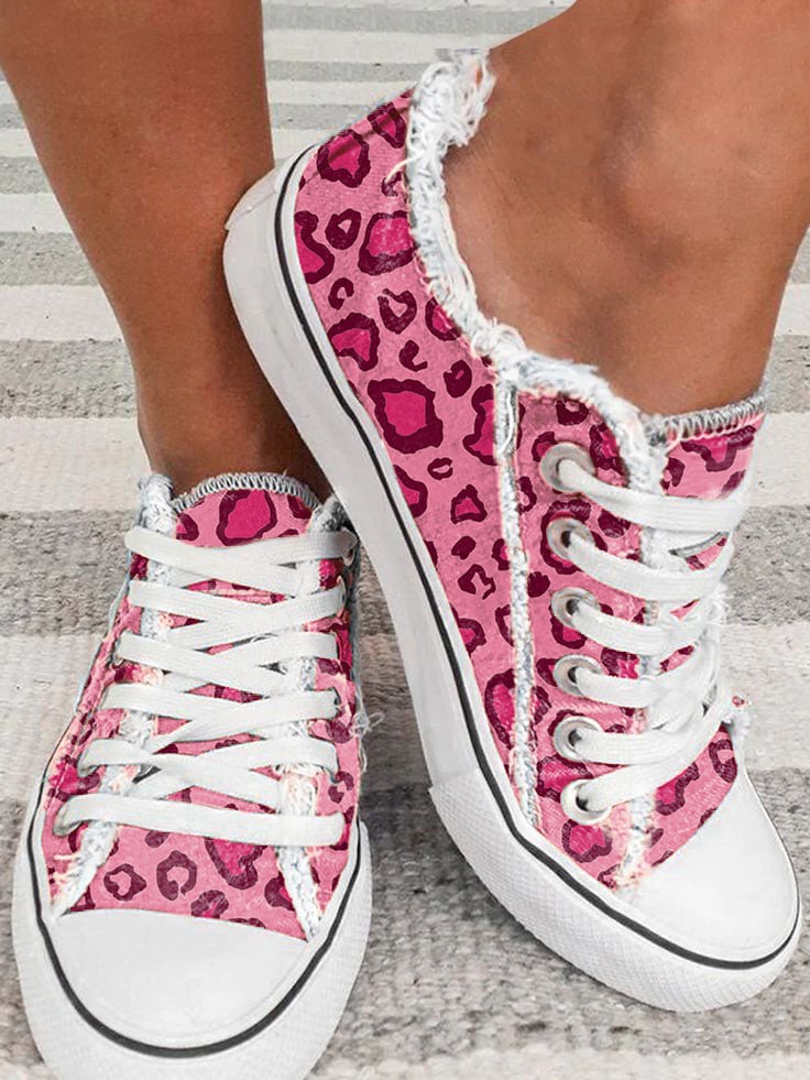 Anti-Breast Cancer Pink Leopard Print Espadrilles
