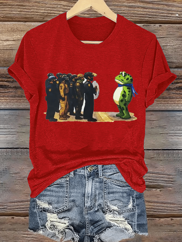 Women's  Portland Frog Resist  Printed Casual T-Shirt