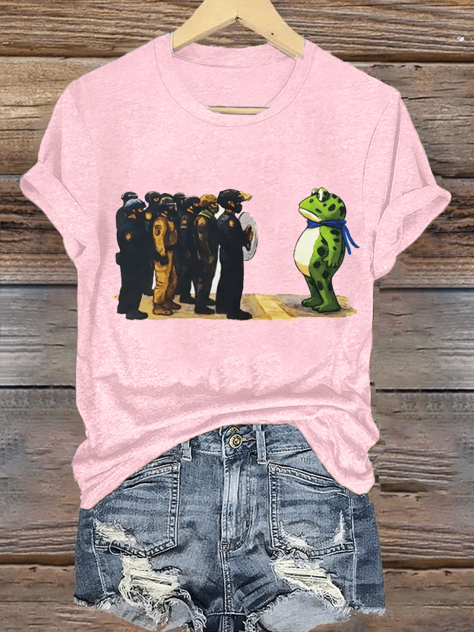 Women's  Portland Frog Resist  Printed Casual T-Shirt