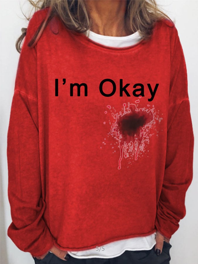 Fashion Print Long Sleeve Loose Sweatshirt