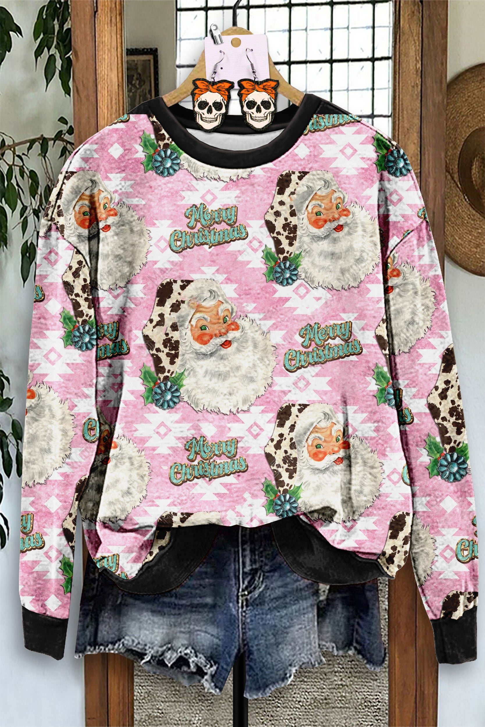 Vintage Santa Claus Print Sweatshirt