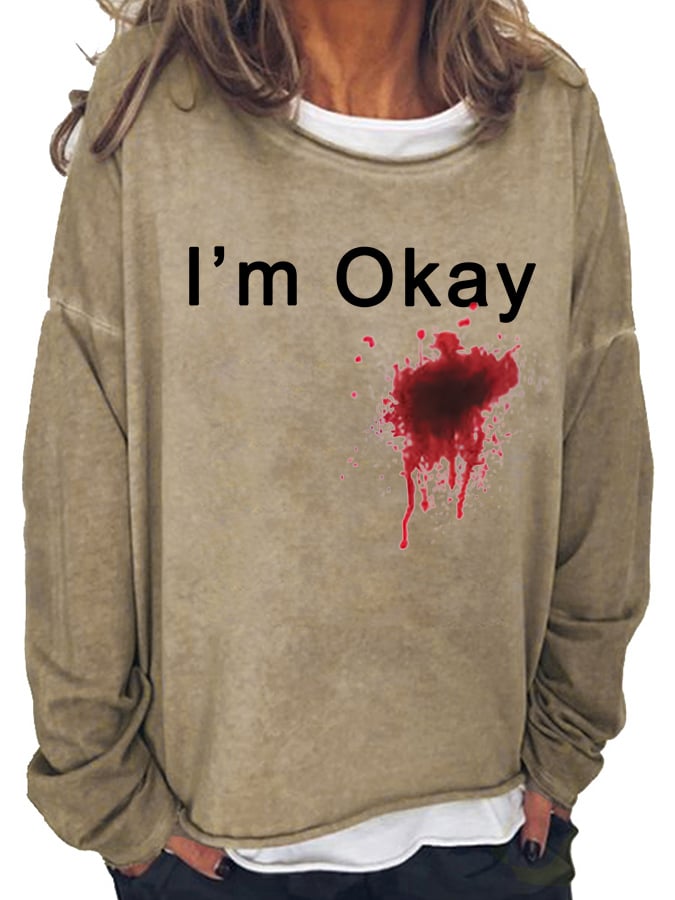 Fashion Print Long Sleeve Loose Sweatshirt