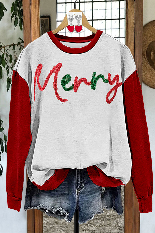 Christmas Shiny Print Sweatshirt