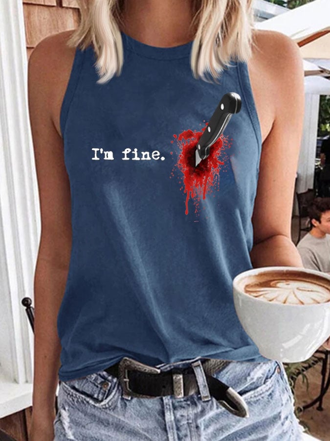 I‘m Fine Print Sleeveless Tank Top